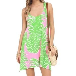 Lilly Pulitzer Vibrant Pink and Green Pineapple Dress Size XS.